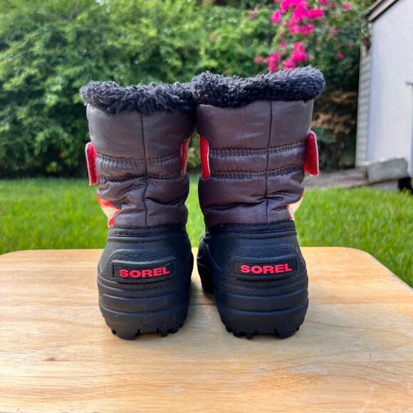 SOREL Kids' Snow Commander Boots in Black Red Size 9 - Picture 4 of 6